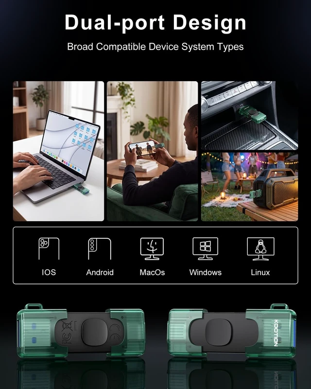 Alt view image 5 of 5 - KOOTION 128GB Dual USB-A & Type-C Flash Drive up to 110MB/s USB 3.2 Gen 1