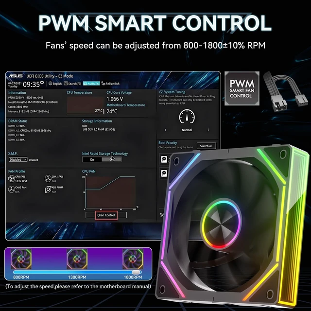Alt view image 4 of 5 - GSCOLER FB120 3 Pack 120mm ARGB PC Case Fans - Wireless Splicing/Daisy-Chain, 16.8M Colors Infinite Mirror Reverse Fan with Remote, PWM Speed Control, High Airflow, Quiet Cooling for Gaming PC