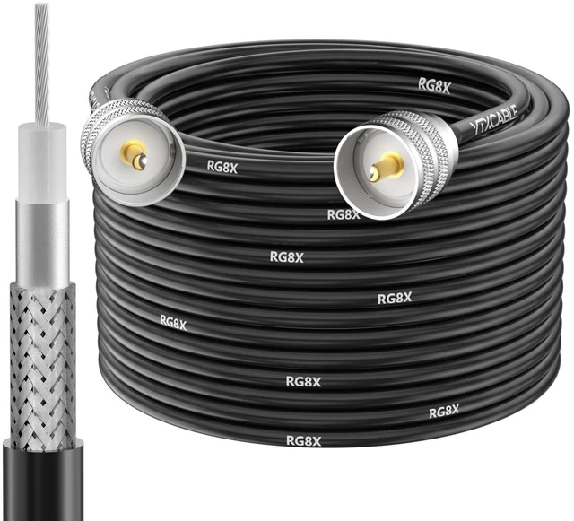 Main image of YTXCABLE RG8X Coaxial Cable Optional, PL-259 Male UHF Connector Jumper Cable, Low Loss 50 Ohm for CB HAM Radio, HF VHF Radio, Antenna Analyzer, SWR Meter (PL259 to PL259 RG8x, 100FT)