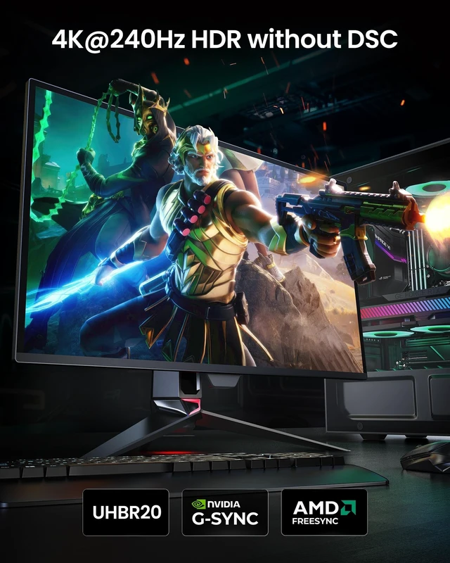 Alt view image 2 of 5 - Silkland 80Gbps DisplayPort Cable 2.1 16.5FT/5M, DP80 Gaming Cord for PC