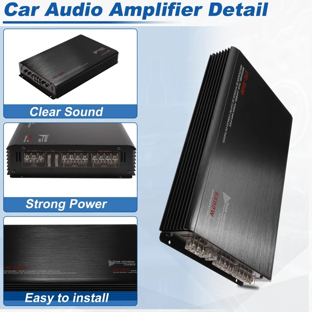 Alt view image 5 of 5 - RATCHROLL 6800 W 10-16' V Car Power Amplifier Class A/B Full-Range Amplifier Car Audio Stereo Amplifier Stereo Power Amp for Subwoofer and Door Speakers