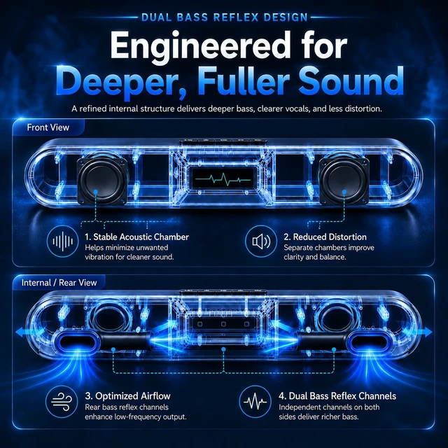 Alt view image 2 of 5 - Desktop Computer Speakers 10W Stereo Soundbar with USB Audio & Bluetooth