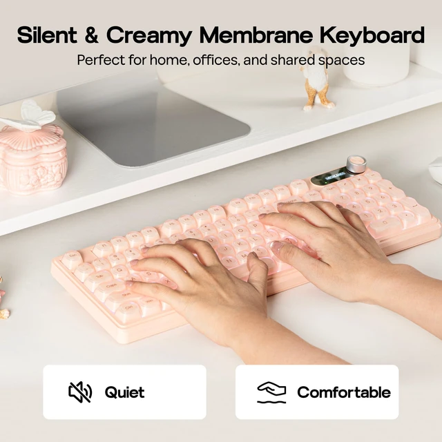 Alt view image 4 of 5 - MechLands M98 Silent Office Keyboard with Number Pad, 3 Modes Wireless