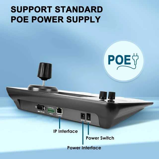 Alt view image 5 of 5 - ADKIDO PTZ Camera Controller Joystick, POE IP Network Keyboard with Real-Time 5-Inch LCD Screen, 4D Joystick Controller Compatible with Dome IP Camera