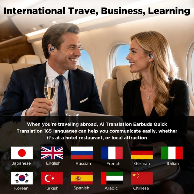 Alt view image 3 of 5 - ERAZER XF23 AI Translating Earbuds Real Time, 2026 New AI 165 Languages Translator Ear Buds, Wireless Bluetooth 6.0 Headphones, 4-in-1 Audifonos Traductores Ingles Espanol for Travel Meeting Le
