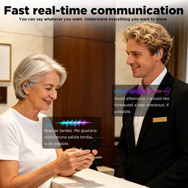 Alt view image 5 of 5 - ERAZER XF23 AI Translating Earbuds Real Time, 2026 New AI 165 Languages Translator Ear Buds, Wireless Bluetooth 6.0 Headphones, 4-in-1 Audifonos Traductores Ingles Espanol for Travel Meeting Le