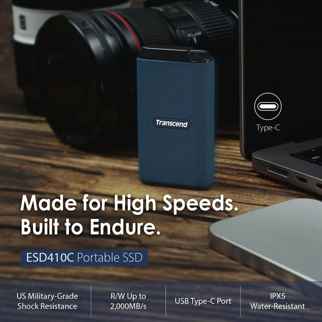 Alt view image 3 of 5 - Transcend 2TB ESD410C Portable SSD Up to 2000MB/s USB3.2 Gen2x2, Waterproof