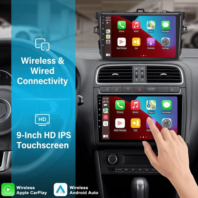 Alt view image 3 of 5 - Car Stereo Radio for Toyota Corolla 2008-2012 Wireless CarPlay Android Auto