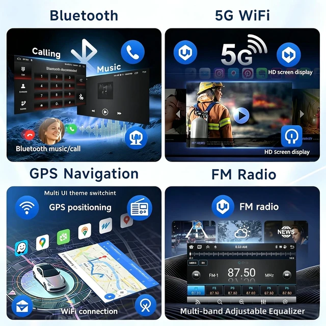 Alt view image 4 of 5 - Car Stereo Radio for Toyota Corolla 2008-2012 Wireless CarPlay Android Auto