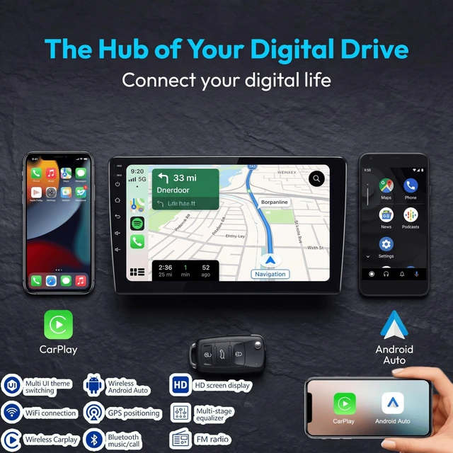 Alt view image 5 of 5 - Car Stereo Radio for Toyota Corolla 2008-2012 Wireless CarPlay Android Auto