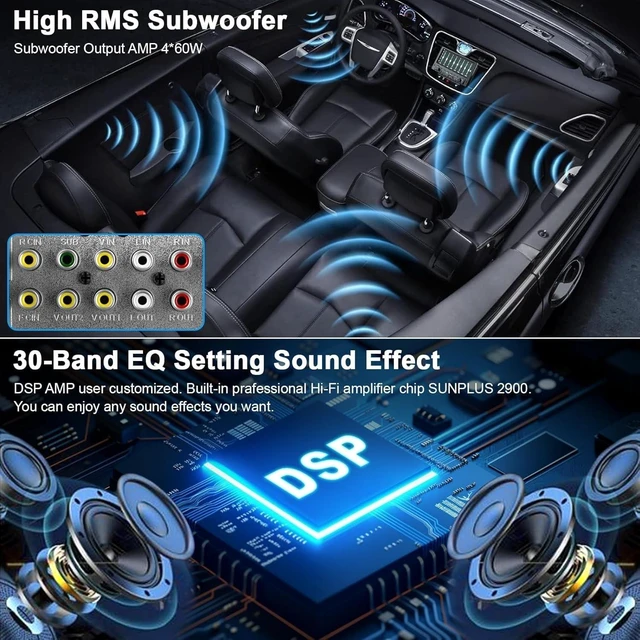 Alt view image 5 of 5 - Wireless 10.1" Single Din Car Stereo, Carplay Android Auto Touch Screen CarPlay Radio, Bluetooth 5.3, 240W Subwoofer, Backup Camera, FM/AM SWC, USB/TF Card Slots, FM Radio, AUX Input
