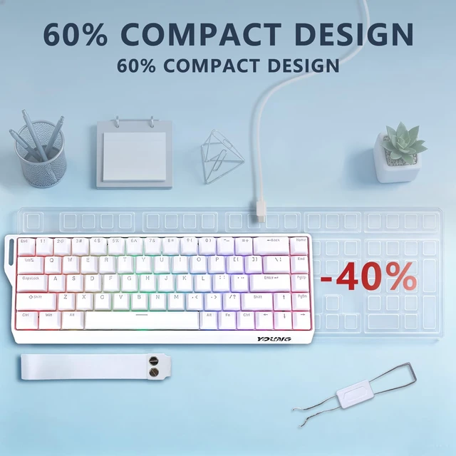 Alt view image 5 of 5 - Adventurers WIN68 60% Mechanical Gaming Keyboard,BT5.0/2.4GHz/USB-C
