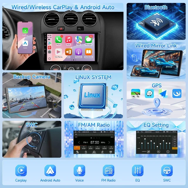 Alt view image 4 of 5 - Leadfan Double Din Linux Car Stereo for Nissan Altima (Auto AC) 2008-2012