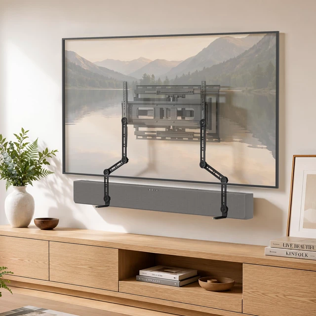 Alt view image 2 of 5 - PEGZONE Universal Soundbar Mount 33Lbs L-Shaped 26in Extension Arms for TV