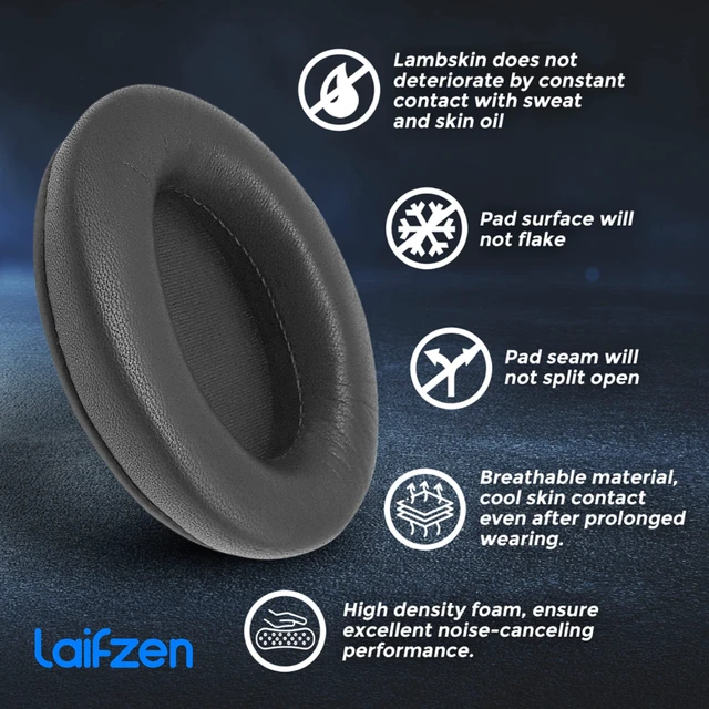 Alt view image 2 of 5 - Lambskin XM4 Earpads for Sony WH-1000XM4 Headphones Replacement 1000 XM 4 Real Sheepskin Leather Ear Pads Cushions Earmuffs Cups Covers (Midnight Blue)