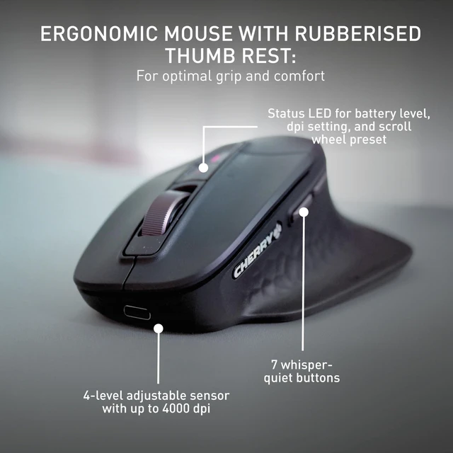Alt view image 5 of 5 - CHERRY Stream Desktop Ultimate, Wireless Keyboard and Mouse Combo, Black