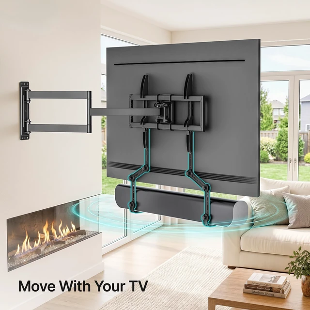 Alt view image 3 of 5 - PEGZONE Universal Soundbar Mount 33Lbs L-Shaped 26in Extension Arms for TV