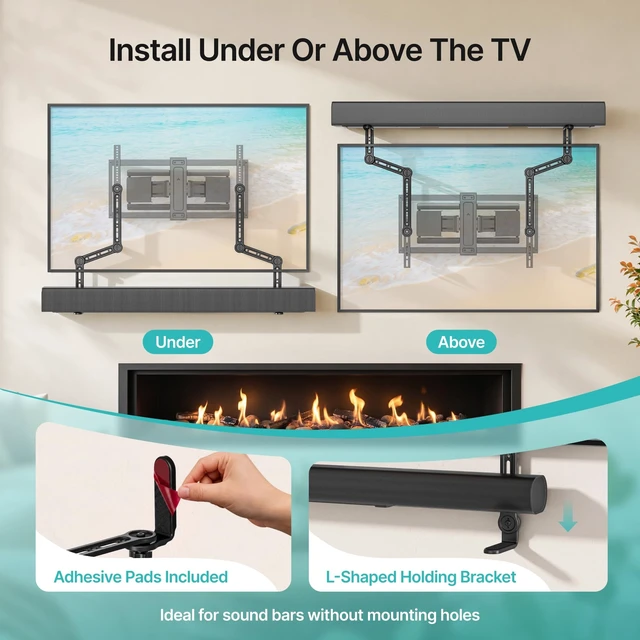 Alt view image 4 of 5 - PEGZONE Universal Soundbar Mount 33Lbs L-Shaped 26in Extension Arms for TV