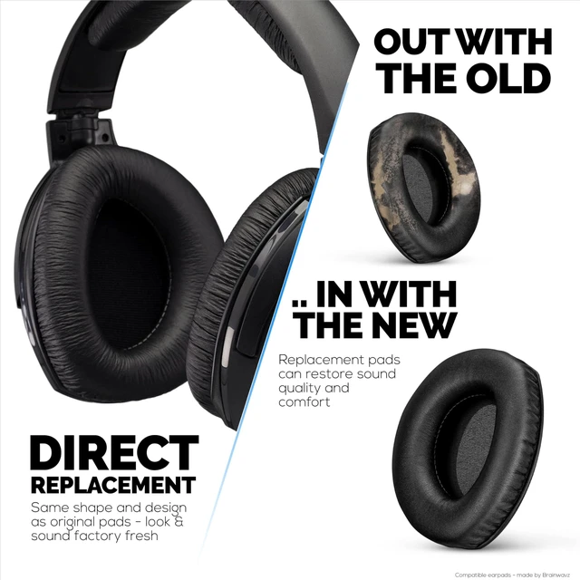 Alt view image 5 of 5 - Brainwavz Replacement Earpads for Sennheiser RS160, RS170, RS180, HDR160, HDR170 & HDR180 Headphones, Soft PU Leather Cushions, Extra Comfort Ear Pads