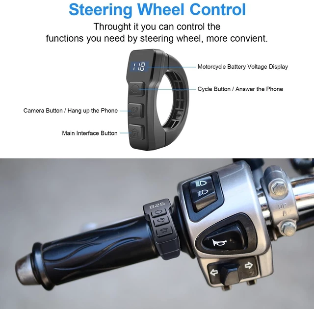 Alt view image 5 of 5 - Weuaste 5.5" Motorcycle CarPlay & Android Auto Screen, Wireless GPS Navigation System Dual 2K Dash Cam, IP69K Waterproof, HD Screen, BT, G-Sensor, Loop Recording, Siri Voice Control, Remote Con