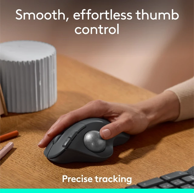 Alt view image 2 of 5 - Logitech Ergo M575S Wireless Bluetooth Trackball Mouse - Black Silver Ball