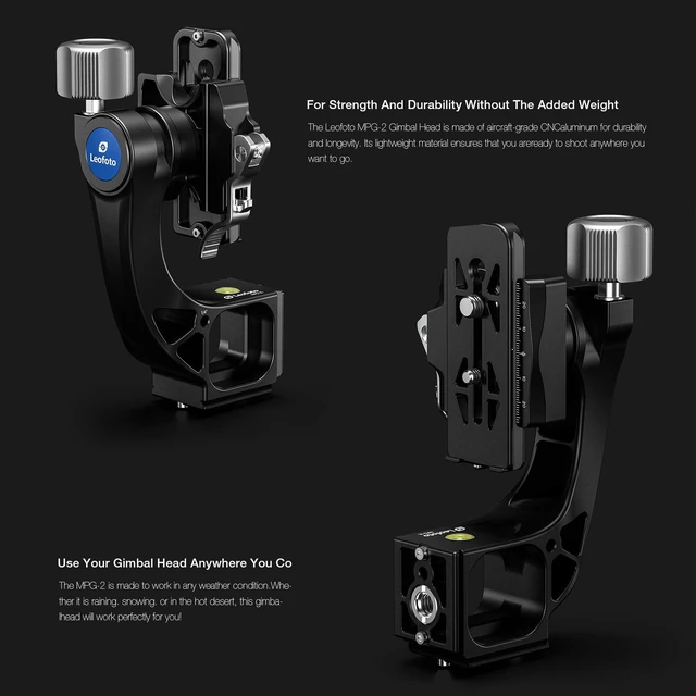 Alt view image 2 of 5 - Leofoto Monopod Gimbal Head for Camera, Professional Aluminum Alloy Tripod Head with Arca-Swiss Dovetail Quick Release Plate, 360 Panoramic Shooting for DSLR Camera Up to 48lbs/22kg (MPG-02L)