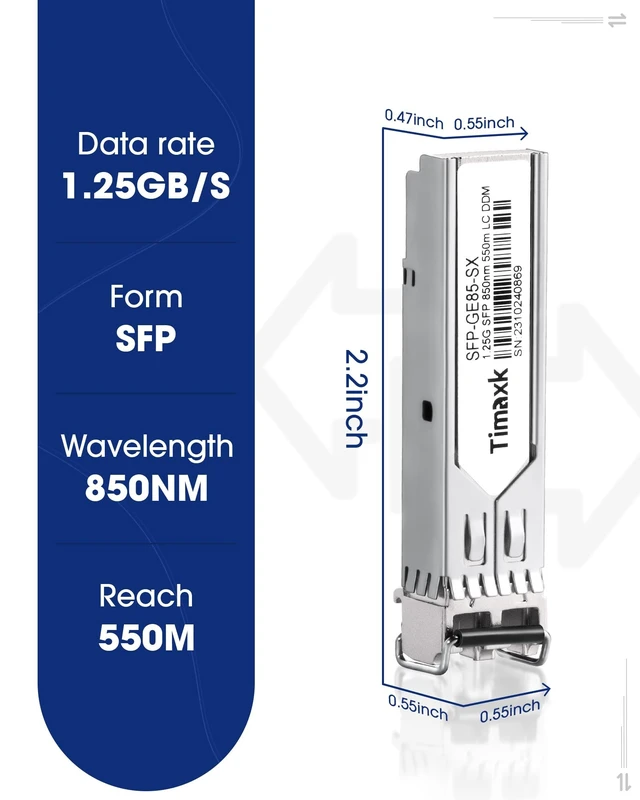Alt view image 2 of 5 - Timaxk 4-Pack 1.25G SFP 1000Base-SX LC Multimode 850nm 550m Fiber Transceiver, Compatible with Cisco, Ubiquiti, Mikrotik, Meraki, Netgear, D-Link and More