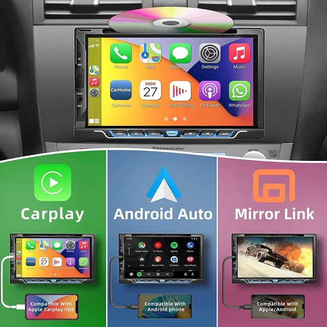 Alt view image 3 of 5 - 7Double Din Car Stereo Radio with Bluetooth Support CD/DVD Player