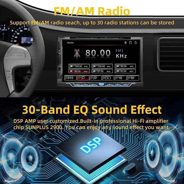 Alt view image 5 of 5 - 7Double Din Car Stereo Radio with Bluetooth Support CD/DVD Player