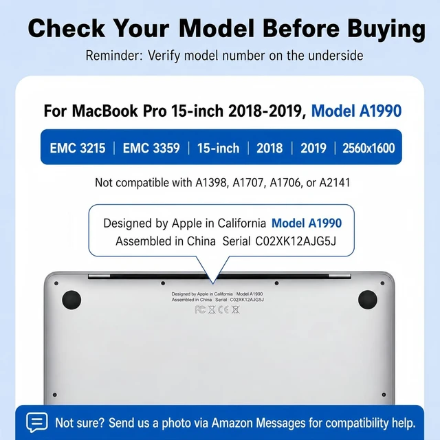 Alt view image 3 of 3 - Vahuqrel A1990 Screen Replacement A1990 LCD for 15 inches MacBook 2018 2019 Year 2560x1600 Replacement LCD Full Assembly for EMC 3215 3359 Space Grey