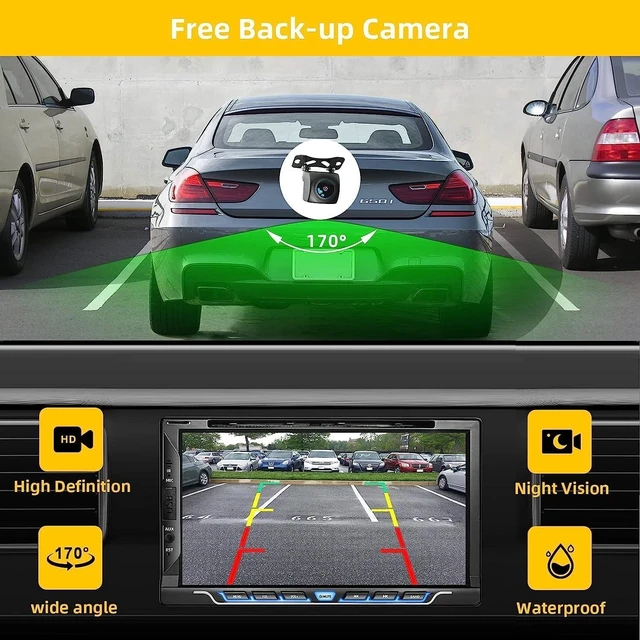 Alt view image 4 of 5 - 7Double Din Car Stereo Radio with Bluetooth Support CD/DVD Player
