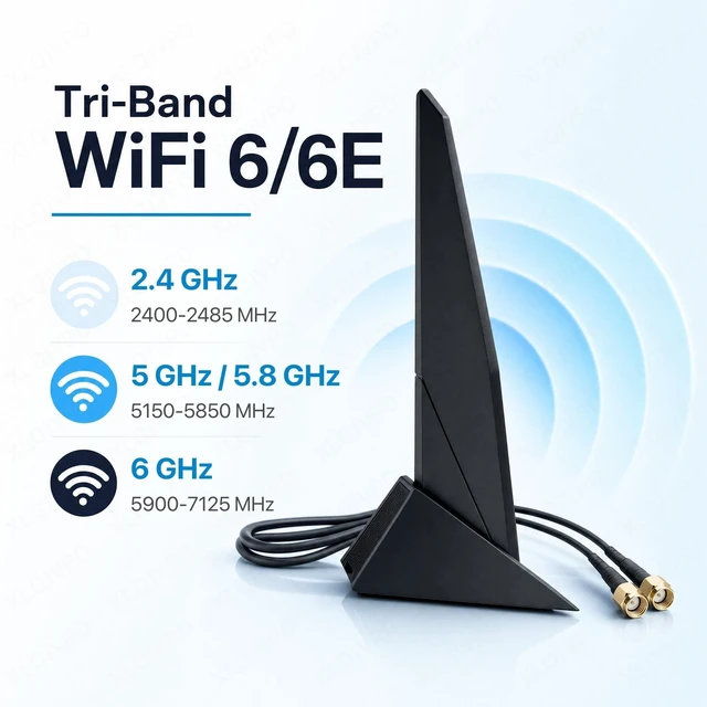 Alt view image 2 of 5 - SAMXI SMA WiFi 2T2R Dual Band Wi-Fi Moving Antenna 2.4G/5G Wi-Fi 6e for ASUS Rog Strix Z270 Z370 X370 Z390 Z490 X570 Z170 X299 /Gaming B550-PLUS B650-PLUS B760-PLUS PC Desktop Computer