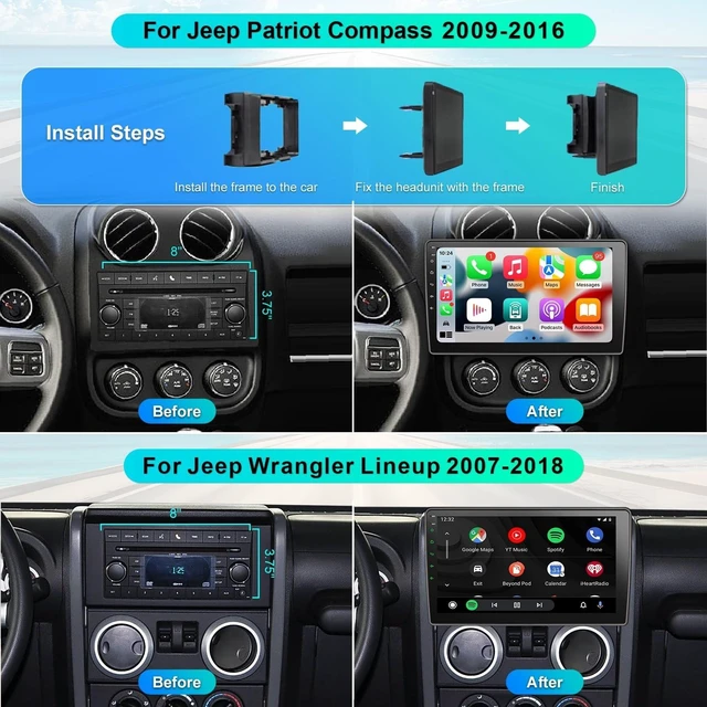 Alt view image 2 of 5 - 8 Core 4+64G Car Stereo Radio for Jeep Wrangler JK 2007-2018 Dodge Ram