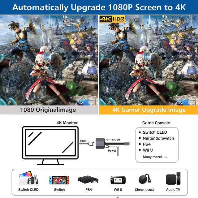 Alt view image 3 of 5 - 4K Gaming Upscaler & Enhancer, Convert 1080p Image Without Delay 4K@60fps