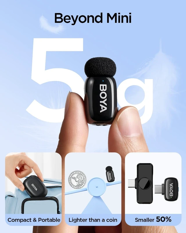 Alt view image 2 of 5 - BOYA Mini 2 Wireless Lavalier Microphone with AI Noise Cancellation, App Control, 30H Battery Charging Case - for iPhone/iPad & Android, Video, Podcasts, Vlogging, TikTok