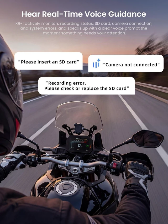 Alt view image 2 of 5 - CHIGEE XR-1 Motorcycle Dash Cam Front and Rear Discreet Screen-Free Dual 1080P 60FPS Cameras, Auto Loop Recording, Voice Alerts, Parking Guard, Impact Lock, 5GHz Wi-Fi, IP69K Main Unit, IP68 Cameras