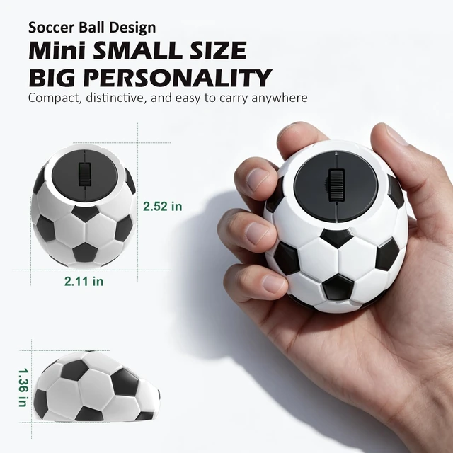 Alt view image 3 of 5 - Whalices 52 Soccer Mini Wireless Mouse, 2.4G & Bluetooth Rechargeable Gift