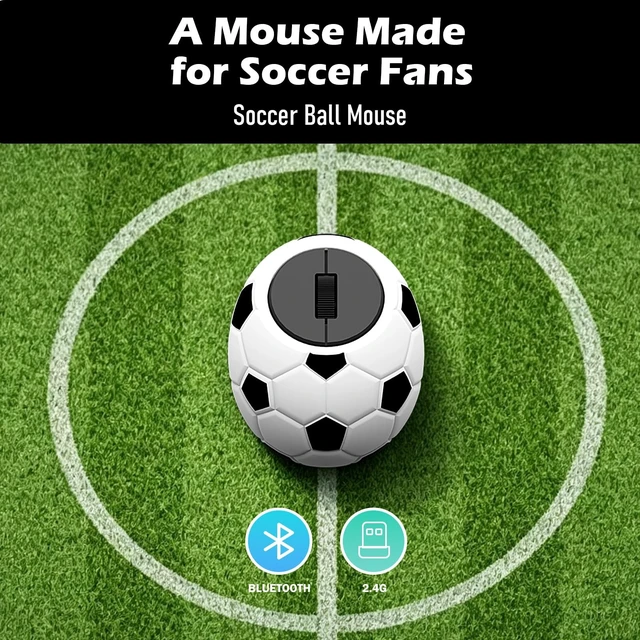 Alt view image 2 of 5 - Whalices 52 Soccer Mini Wireless Mouse, 2.4G & Bluetooth Rechargeable Gift
