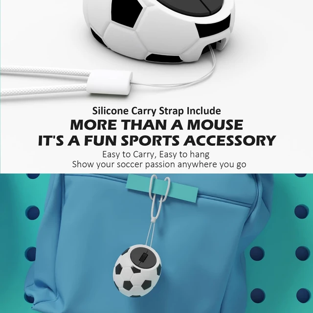Alt view image 5 of 5 - Whalices 52 Soccer Mini Wireless Mouse, 2.4G & Bluetooth Rechargeable Gift