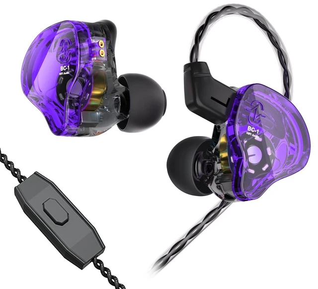 Main image of YINYOO CCZ Melody Gaming Earbuds Wired in Ear Hearphones with Microphone IEM HiFi Bass with 1DD 1BA Hybrid, Detachable Cable for Smartphones/PC/Tablet/Gaming/Video/Music/Calling (Purple, with mic)