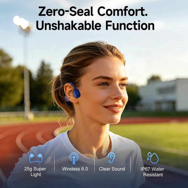 Alt view image 2 of 5 - Niecase Bone Conduction Headphones Bluetooth 6.0,IP67 Waterproof
