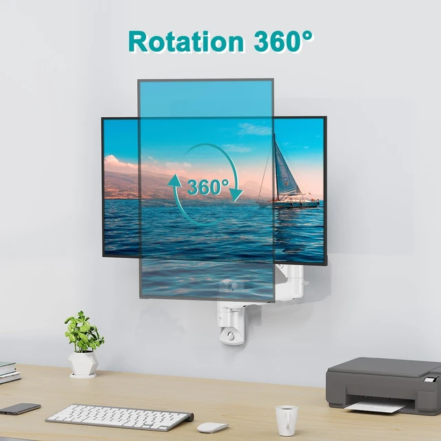 Alt view image 4 of 5 - MOUNT PRO Single Monitor Wall Mount for 13 to 32 Inch Computer Screens, Height Adjustable Wall Mount Monitor Arm Holds Up to 19.8lbs, Full Motion Wall Bracket, VESA Mount 75x75, 100x100, White