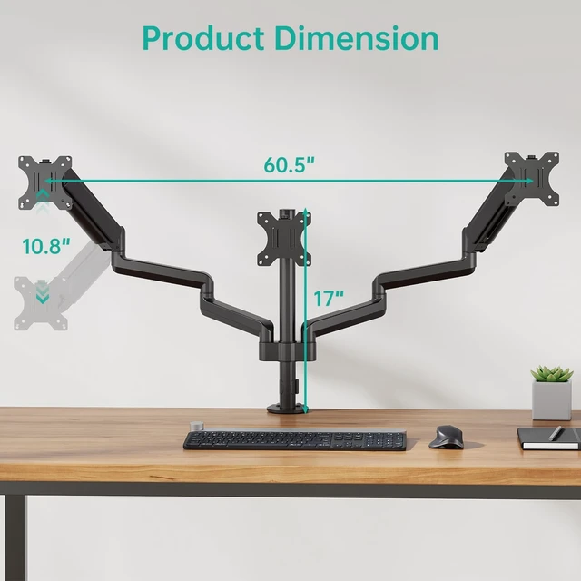 Alt view image 3 of 5 - WALI Triple Monitor Mount for 13-32 inch Screens, up to 19.8 lbs per Arm