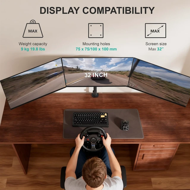 Alt view image 2 of 5 - WALI Triple Monitor Mount for 13-32 inch Screens, up to 19.8 lbs per Arm
