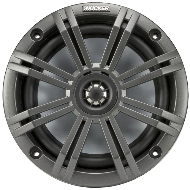 Alt view image 2 of 4 - 2 Pair (Qty 4) of Kicker 6.5" 2-Way 195 Watts Max Power Coaxial Marine Audio Speakers with Charcoal Grilles, 50 Feet 16-Gauge Speaker Wire