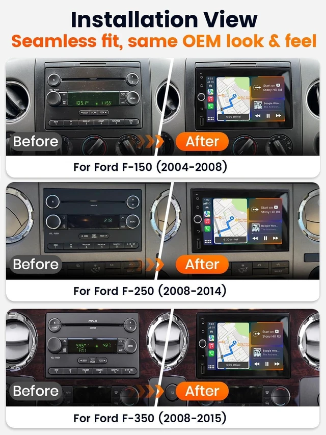 Alt view image 3 of 5 - 7" Car Stereo for Ford F150 (2004-2008) F250 (2008-2014) F350 (2008-2015)