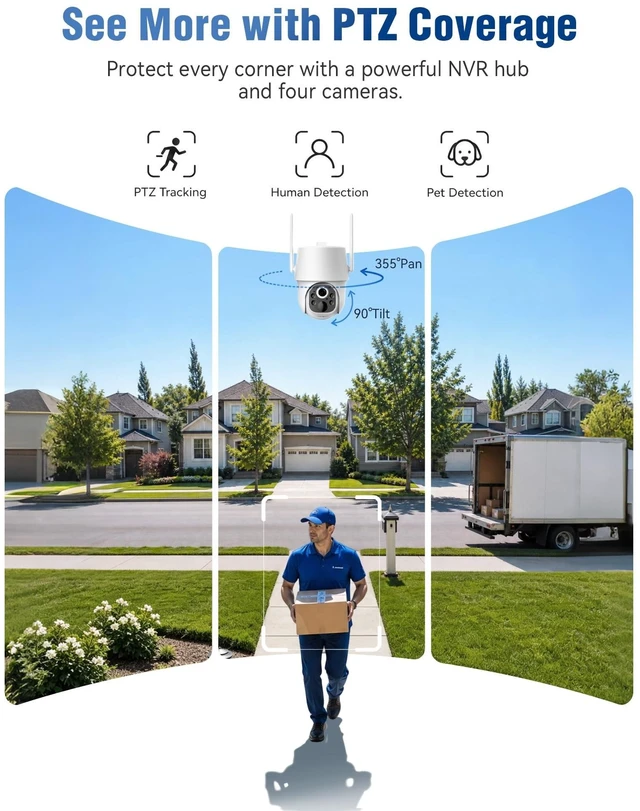Alt view image 2 of 5 - YULIOKPP 2K 5MP Solar Security Camera Wireless Outdoor, 5G Wireless Cameras for Home Security, Color Night Vision, Two-Way Audio, AI Human Detection, 5G/2.4GHz WiFi, Expandable with Base
