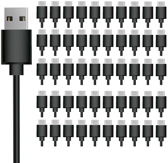 Main image of AGIPAXX 50 Pack USB to USB C Cable Bulk,3FT USB 2.0 to USBC Charge Cord Black