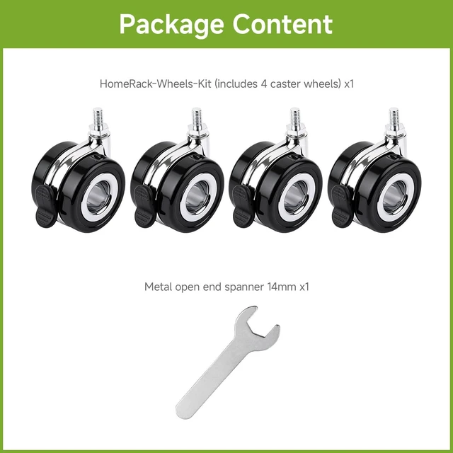 Alt view image 2 of 5 - Waveshare HomeRack 2.5inch (60mm) Hollow Caster Wheel kit with Brake, Includes 4 Caster Wheels, Suitable for Devices with Standard M8 Threaded mounting Holes, 65kg Load Capacity per Wheel