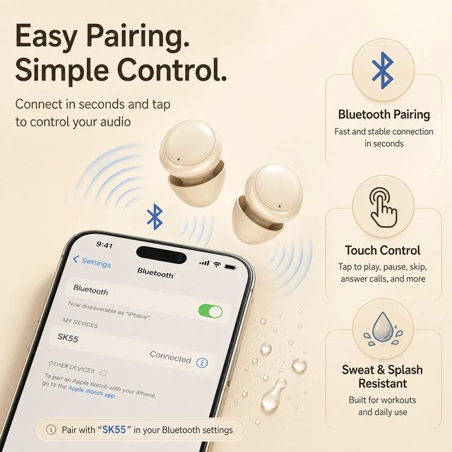 Alt view image 5 of 5 - Invisible Sleep Earbuds, Bluetooth 6.0 Mini Wireless Earbuds for Side Sleepers, Low-Profile Earbuds with LED Battery Display, 30H Playtime Charging Case, Small Earbuds for Sleep, Travel, Work
